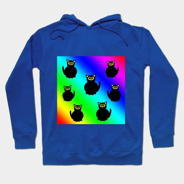 Black kitties on rainbow Hoodie by MelanieJeyakkumar